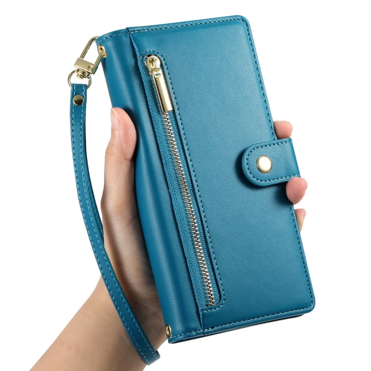 For Redmi K70 Nine Card-slot Zipper Wallet Bag Leather Phone Case(Blue) - K70 Cases by PMC Jewellery | Online Shopping South Africa | PMC Jewellery | Buy Now Pay Later Mobicred