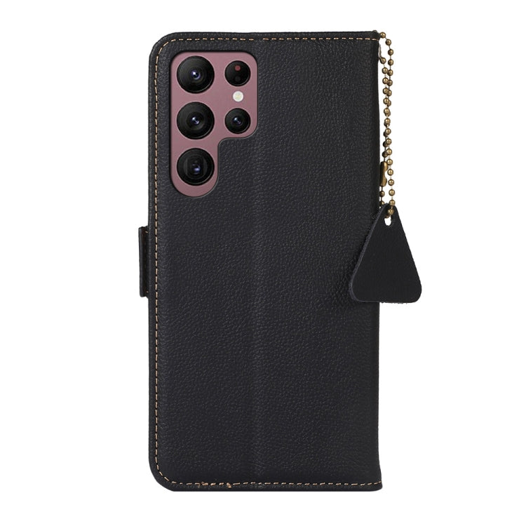 For Samsung Galaxy S25 Ultra 5G Side-Magnetic TJ Genuine Leather RFID Phone Case(Black) - Galaxy S25 Ultra 5G Cases by PMC Jewellery | Online Shopping South Africa | PMC Jewellery | Buy Now Pay Later Mobicred