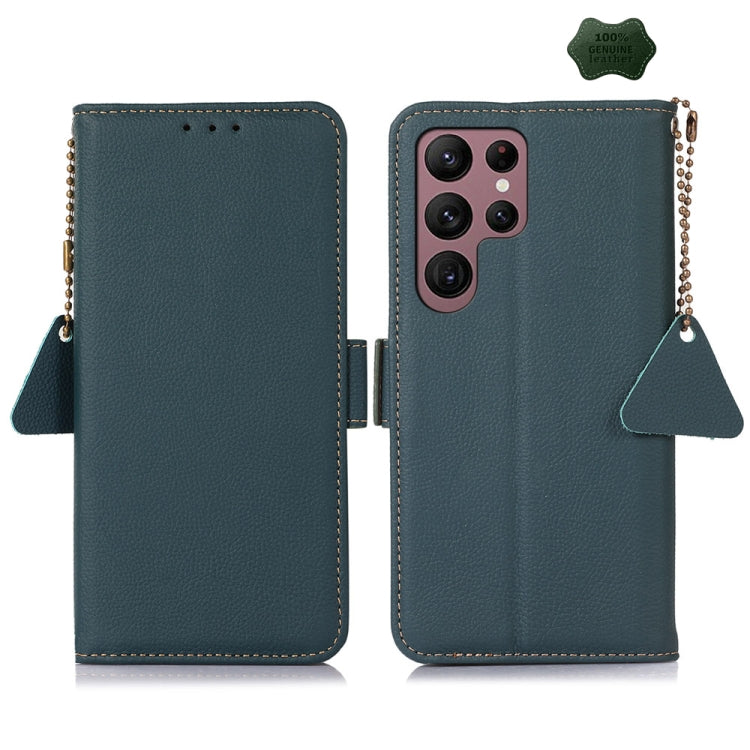 For Samsung Galaxy S25 Ultra 5G Side-Magnetic TJ Genuine Leather RFID Phone Case(Green) - Galaxy S25 Ultra 5G Cases by PMC Jewellery | Online Shopping South Africa | PMC Jewellery | Buy Now Pay Later Mobicred