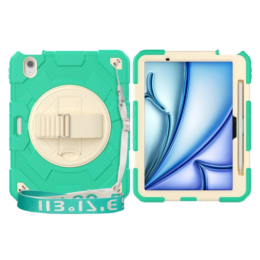 For iPad Air 11 2025 /  2024 Spider Hand Grip Turntable Stand Tablet Case(Cyan Gold) - iPad Air 11 2025 / 2024 Cases by PMC Jewellery | Online Shopping South Africa | PMC Jewellery | Buy Now Pay Later Mobicred