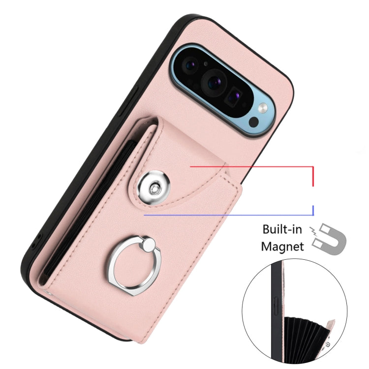 For Google Pixel 9 / 9 Pro Organ Card Bag Ring Holder Phone Case with Long Lanyard(Pink) - Google Cases by PMC Jewellery | Online Shopping South Africa | PMC Jewellery | Buy Now Pay Later Mobicred