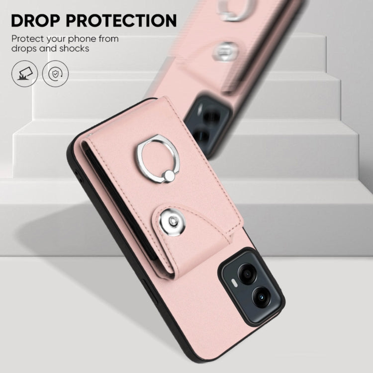 For Motorola Moto G 5G 2024 Organ Card Bag Ring Holder Phone Case with Long Lanyard(Pink) - Motorola Cases by PMC Jewellery | Online Shopping South Africa | PMC Jewellery | Buy Now Pay Later Mobicred