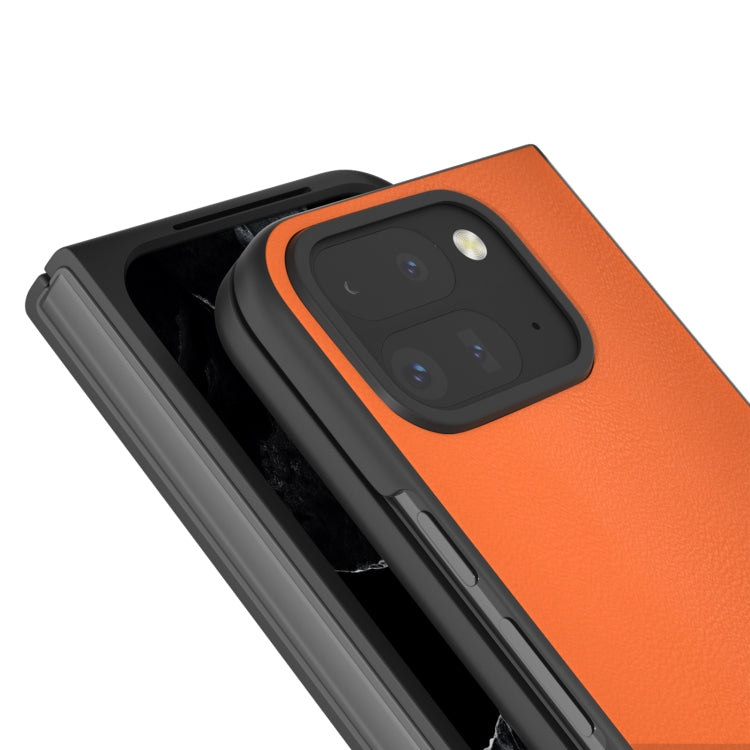 For Google Pixel 9 Pro Fold PU Leather Black Frame Full Coverage Phone Case(Orange) - Google Cases by PMC TechLife | Online Shopping South Africa | PMC TechLife | Buy Now Pay Later Mobicred