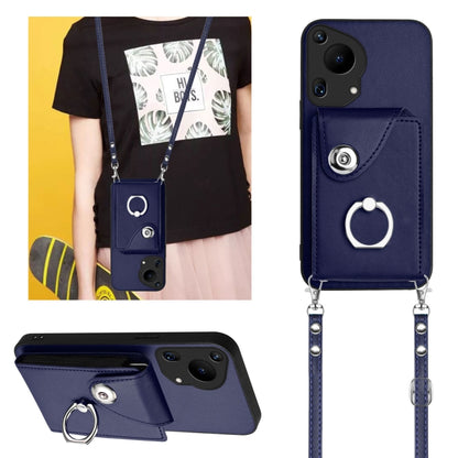 For Huawei Pura 70 Ultra Organ Card Bag Ring Holder Phone Case with Long Lanyard(Blue) - Huawei Cases by PMC Jewellery | Online Shopping South Africa | PMC Jewellery | Buy Now Pay Later Mobicred