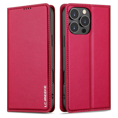 For iPhone 16 Pro LC.IMEEKE L1 Series Frosted Fine Texture PU Phone Case(Red) - iPhone 16 Pro Cases by LC.IMEEKE | Online Shopping South Africa | PMC Jewellery | Buy Now Pay Later Mobicred