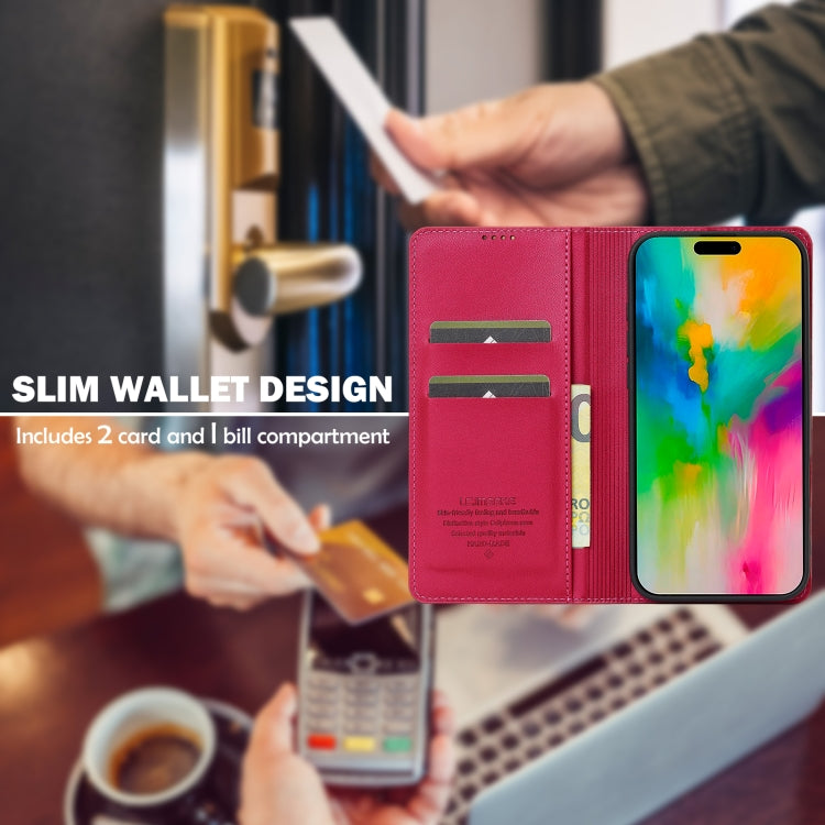 For iPhone 16 LC.IMEEKE L1 Series Frosted Fine Texture PU Phone Case(Red) - iPhone 16 Cases by LC.IMEEKE | Online Shopping South Africa | PMC Jewellery | Buy Now Pay Later Mobicred