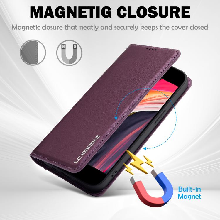 For iPhone 16e LC.IMEEKE L1 Series Frosted Fine Texture PU Phone Case(Purple) - iPhone 16e Cases by LC.IMEEKE | Online Shopping South Africa | PMC TechLife | Buy Now Pay Later Mobicred