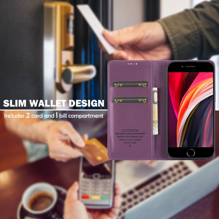 For iPhone 16e LC.IMEEKE L1 Series Frosted Fine Texture PU Phone Case(Purple) - iPhone 16e Cases by LC.IMEEKE | Online Shopping South Africa | PMC TechLife | Buy Now Pay Later Mobicred