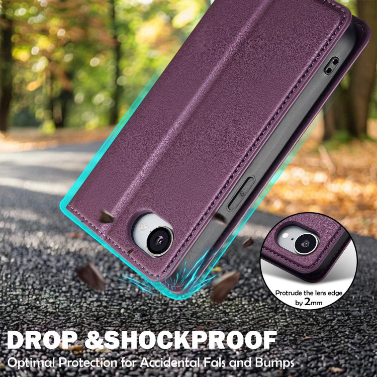 For iPhone 16e LC.IMEEKE L1 Series Frosted Fine Texture PU Phone Case(Purple) - iPhone 16e Cases by LC.IMEEKE | Online Shopping South Africa | PMC TechLife | Buy Now Pay Later Mobicred