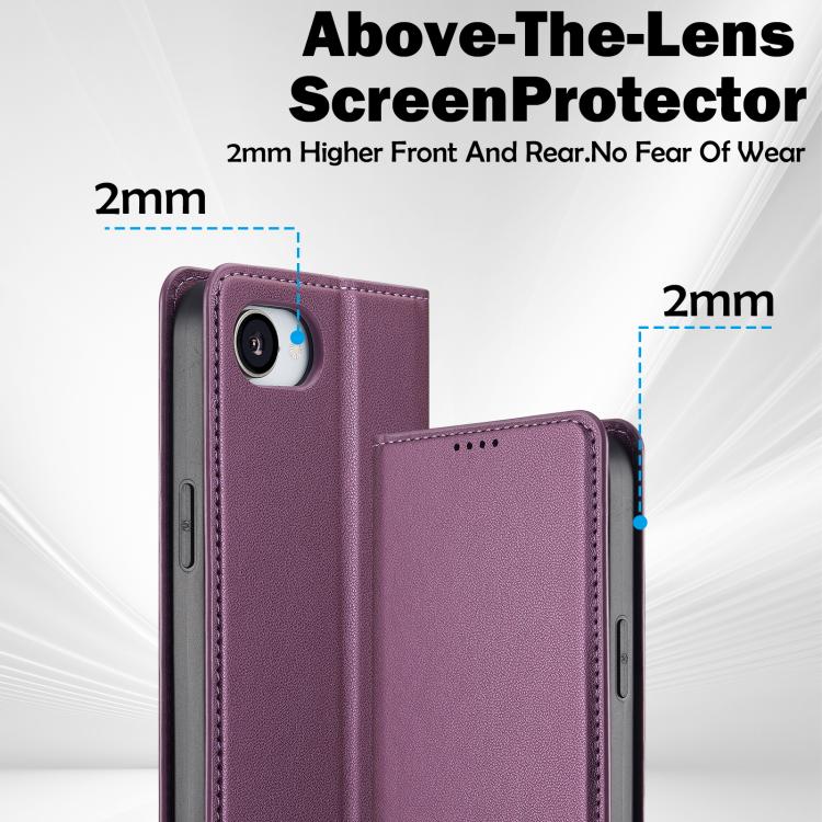 For iPhone 16e LC.IMEEKE L1 Series Frosted Fine Texture PU Phone Case(Purple) - iPhone 16e Cases by LC.IMEEKE | Online Shopping South Africa | PMC TechLife | Buy Now Pay Later Mobicred