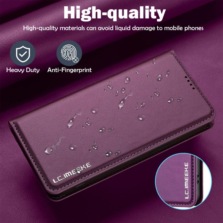 For iPhone 16e LC.IMEEKE L1 Series Frosted Fine Texture PU Phone Case(Purple) - iPhone 16e Cases by LC.IMEEKE | Online Shopping South Africa | PMC TechLife | Buy Now Pay Later Mobicred