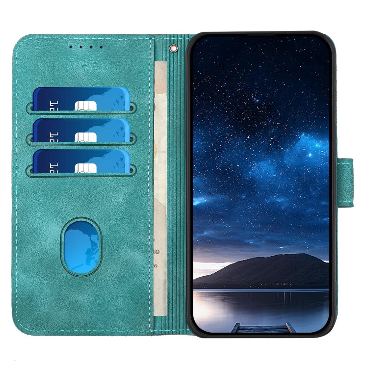 For iPhone 16e YX0080 Grid Butterfly Embossed Pattern Flip Leather Phone Case with Lanyard(Light Blue) - iPhone 16e Cases by PMC TechLife | Online Shopping South Africa | PMC TechLife | Buy Now Pay Later Mobicred