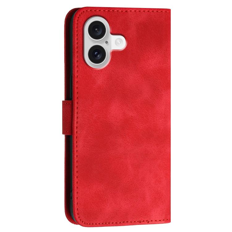 For iPhone 17 YX0080 Grid Butterfly Embossed Pattern Flip Leather Phone Case with Lanyard(Red) - free shipping - PMc TechLife - Order now!