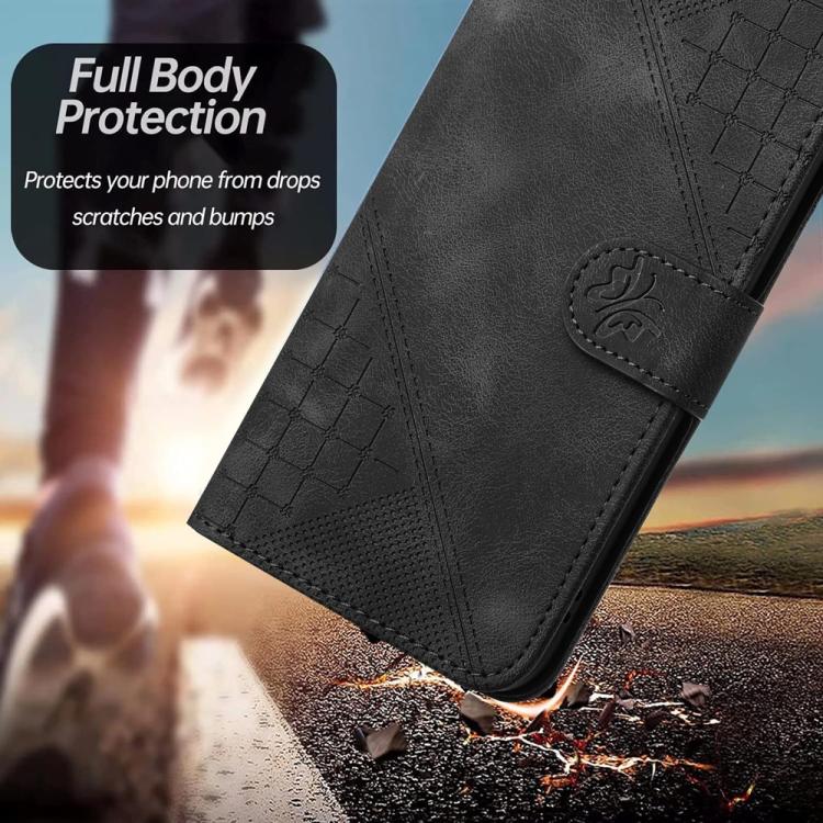 For iPhone 17 Pro YX0080 Grid Butterfly Embossed Pattern Flip Leather Phone Case with Lanyard(Black) - free shipping - PMc TechLife - Order now!
