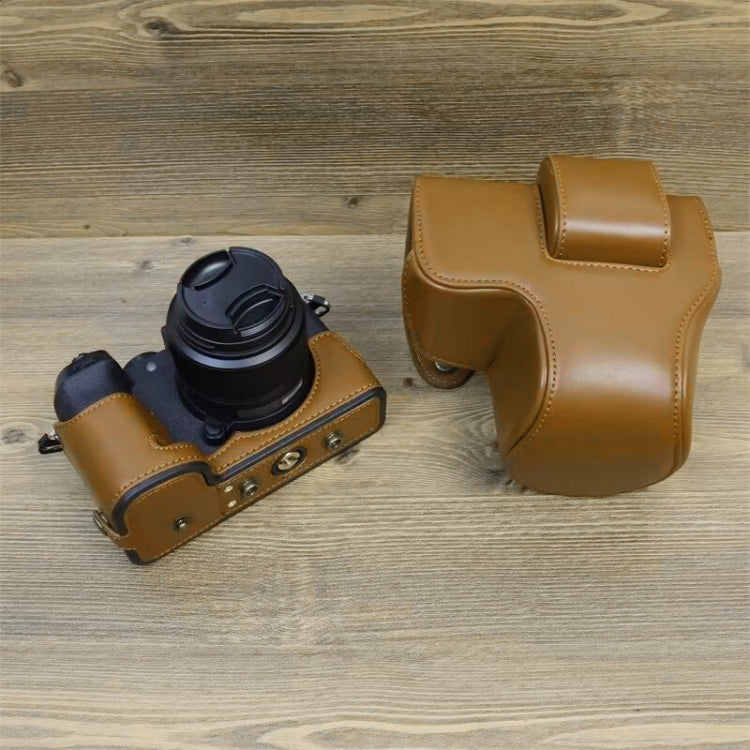 For FUJIFILM X-S20 Full Body Leather Camera Case Bag with Strap(Brown) - Leather Bag by PMC TechLife | Online Shopping South Africa | PMC TechLife | Buy Now Pay Later Mobicred