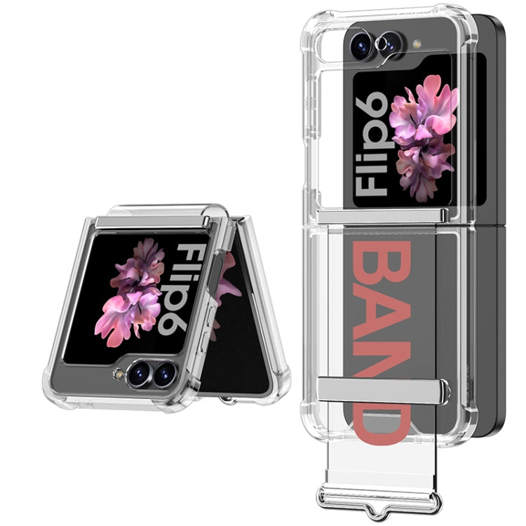 For Samsung Galaxy Z Flip6 GKK Clear Airbag Wristband Holder Phone Case(Transparent Pink) - Galaxy Z Flip6 5G Cases by GKK | Online Shopping South Africa | PMC Jewellery | Buy Now Pay Later Mobicred