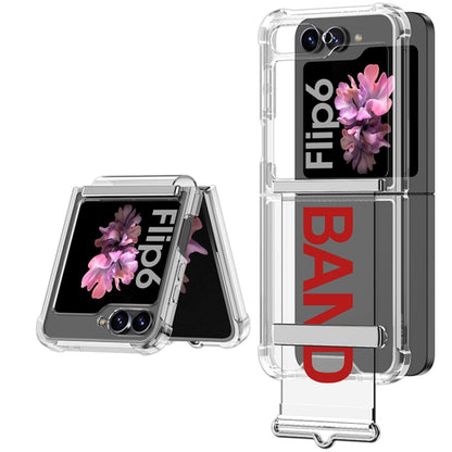 For Samsung Galaxy Z Flip6 GKK Clear Airbag Wristband Holder Phone Case(Transparent Red) - Galaxy Z Flip6 5G Cases by GKK | Online Shopping South Africa | PMC Jewellery | Buy Now Pay Later Mobicred