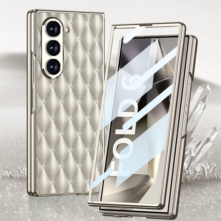 For Samsung Galaxy Z Fold6 GKK Integrated Plating Leather Rhombus Texture Full Coverage Phone Case(Grey) - Galaxy Z Fold6 5G Cases by GKK | Online Shopping South Africa | PMC Jewellery | Buy Now Pay Later Mobicred