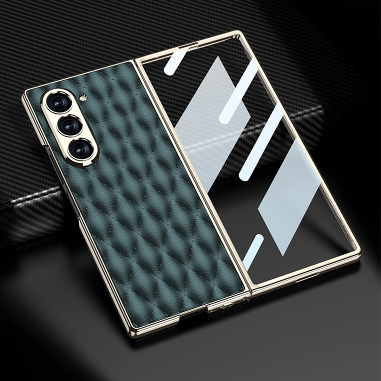 For Samsung Galaxy Z Fold6 GKK Integrated Plating Leather Rhombus Texture Full Coverage Phone Case(Green) - Galaxy Z Fold6 5G Cases by GKK | Online Shopping South Africa | PMC Jewellery | Buy Now Pay Later Mobicred