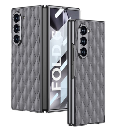 For Samsung Galaxy Z Fold6 GKK Integrated Plating Leather Rhombus Texture Full Coverage Phone Case(Titanium Grey) - Galaxy Z Fold6 5G Cases by GKK | Online Shopping South Africa | PMC Jewellery | Buy Now Pay Later Mobicred