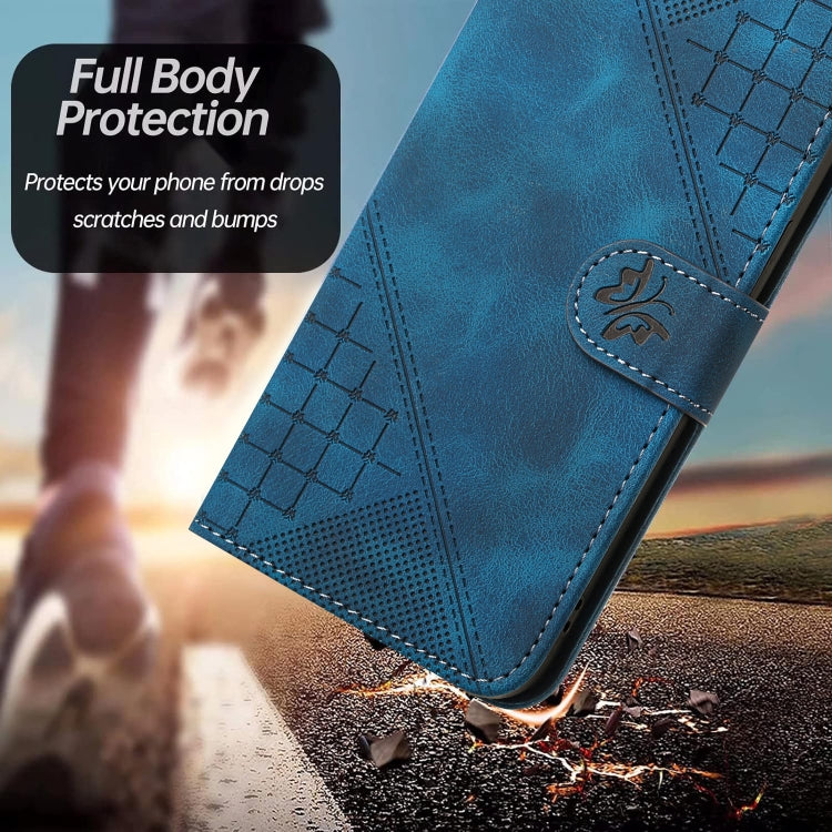 For Huawei Pura 70 YX0080 Grid Butterfly Embossed Pattern Flip Leather Phone Case with Lanyard(Dark Blue) - Huawei Cases by PMC Jewellery | Online Shopping South Africa | PMC Jewellery | Buy Now Pay Later Mobicred