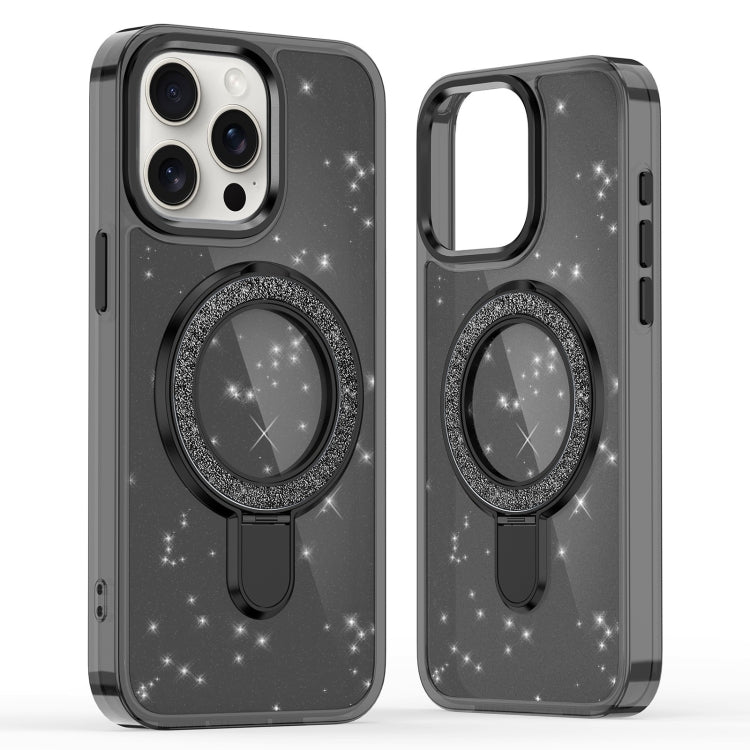 For iPhone 16 Pro Glitter Ring Holder MagSafe Phone Case(Black) - iPhone 16 Pro Cases by PMC Jewellery | Online Shopping South Africa | PMC Jewellery | Buy Now Pay Later Mobicred