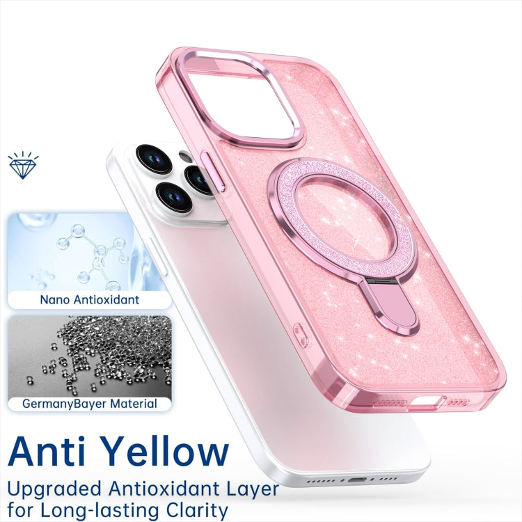 For iPhone 16 Pro Max Glitter Ring Holder MagSafe Phone Case(Pink) - iPhone 16 Pro Max Cases by PMC Jewellery | Online Shopping South Africa | PMC Jewellery | Buy Now Pay Later Mobicred