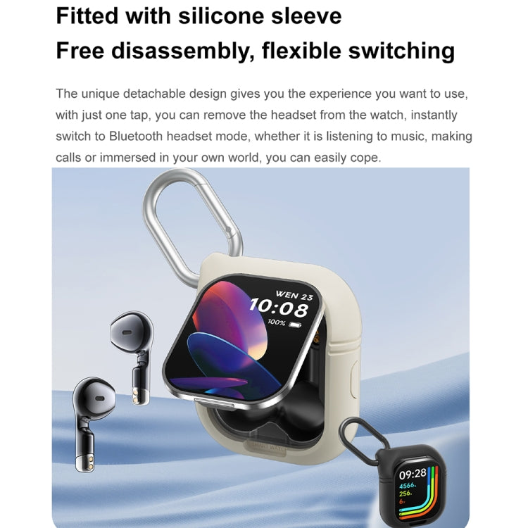 D8 Pro 2.01 inch 2 in 1 Bluetooth Earphone Silicone Strap Smart Watch, Support NFC with Cover(Black) - Smart Watches by PMC TechLife | Online Shopping South Africa | PMC TechLife | Buy Now Pay Later Mobicred