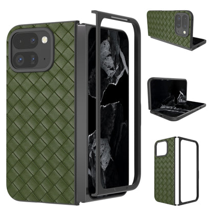 For Google Pixel 9 Pro Fold Black Frame Woven Texture PU Phone Case(Green) - Google Cases by PMC Jewellery | Online Shopping South Africa | PMC Jewellery | Buy Now Pay Later Mobicred