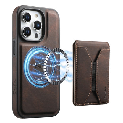 For iPhone 15 Pro Max Denior D17 Skin Feel MagSafe Detachable Card Slot Phone Case(Brown) - iPhone 15 Pro Max Cases by Denior | Online Shopping South Africa | PMC Jewellery | Buy Now Pay Later Mobicred