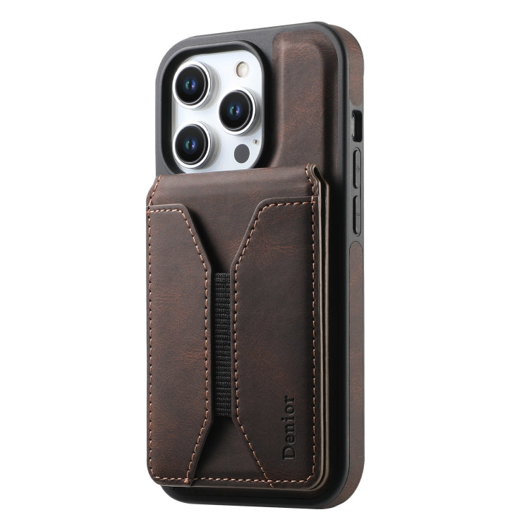 For iPhone 15 Pro Max Denior D17 Skin Feel MagSafe Detachable Card Slot Phone Case(Brown) - iPhone 15 Pro Max Cases by Denior | Online Shopping South Africa | PMC Jewellery | Buy Now Pay Later Mobicred