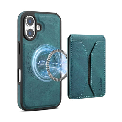 For iPhone 16 Denior D17 Skin Feel MagSafe Detachable Card Slot Phone Case(Blue) - iPhone 16 Cases by Denior | Online Shopping South Africa | PMC Jewellery | Buy Now Pay Later Mobicred