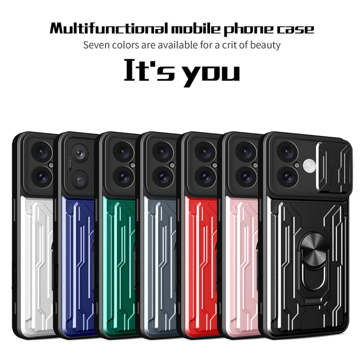 For iPhone 16 Sliding Camshield TPU+PC Phone Case with Card Slot(Rose Gold) - iPhone 16 Cases by PMC TechLife | Online Shopping South Africa | PMC TechLife | Buy Now Pay Later Mobicred