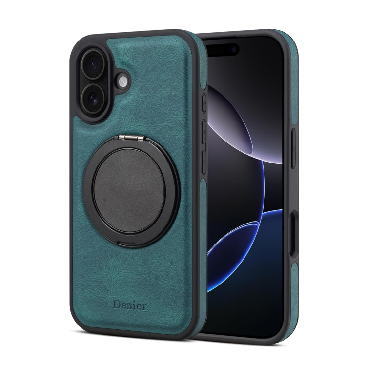 For iPhone 16 Denior A14 Skin Feel Rotating Holder MagSafe Phone Case(Blue) - iPhone 16 Cases by Denior | Online Shopping South Africa | PMC Jewellery | Buy Now Pay Later Mobicred