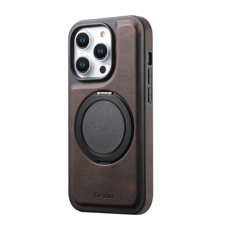 For iPhone 16 Denior A14 Skin Feel Rotating Holder MagSafe Phone Case(Brown) - iPhone 16 Cases by Denior | Online Shopping South Africa | PMC Jewellery | Buy Now Pay Later Mobicred