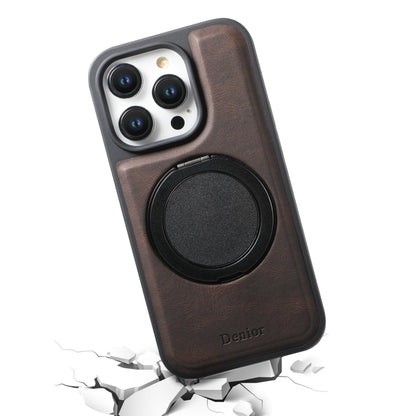 For iPhone 16 Pro Denior A14 Skin Feel Rotating Holder MagSafe Phone Case(Brown) - iPhone 16 Pro Cases by Denior | Online Shopping South Africa | PMC Jewellery | Buy Now Pay Later Mobicred