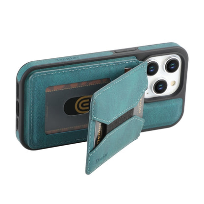 For iPhone 15 Pro Max Denior D18 Skin Feel Rotating Holder MagSafe Detachable Card Slot Phone Case(Blue) - iPhone 15 Pro Max Cases by Denior | Online Shopping South Africa | PMC Jewellery | Buy Now Pay Later Mobicred