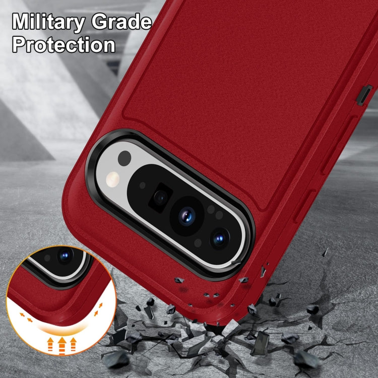 For Google Pixel 9 Rugged PC + Silicone Phone Case with Holder(Red+Black) - free shipping - PMC TechLife - Order now!