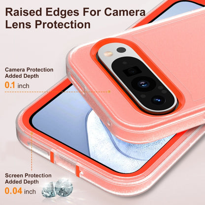 For Google Pixel 9 Rugged PC + Silicone Phone Case with Holder(Transparent+Orange) - Google Cases by PMC Jewellery | Online Shopping South Africa | PMC Jewellery | Buy Now Pay Later Mobicred