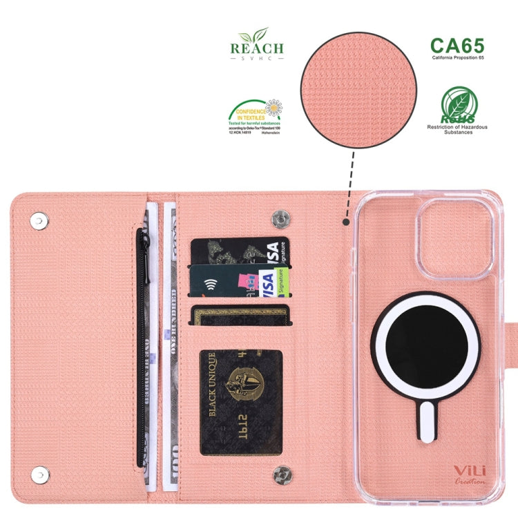 For Samsung Galaxy S24 5G ViLi GHB-C Series RFID MagSafe Magnetic Flip Leather Phone Case(Pink) - Galaxy S24 5G Cases by ViLi | Online Shopping South Africa | PMC Jewellery | Buy Now Pay Later Mobicred