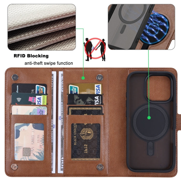 For iPhone 16 Pro ViLi GVA Series MagSafe Magnetic RFID Leather Phone Case(Brown) - iPhone 16 Pro Cases by ViLi | Online Shopping South Africa | PMC Jewellery | Buy Now Pay Later Mobicred