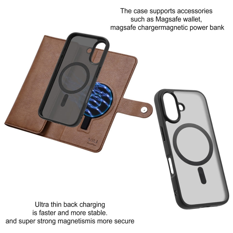 For iPhone 16 Plus ViLi GVB Series MagSafe Magnetic RFID Leather Phone Case(Brown) - iPhone 16 Plus Cases by ViLi | Online Shopping South Africa | PMC Jewellery | Buy Now Pay Later Mobicred