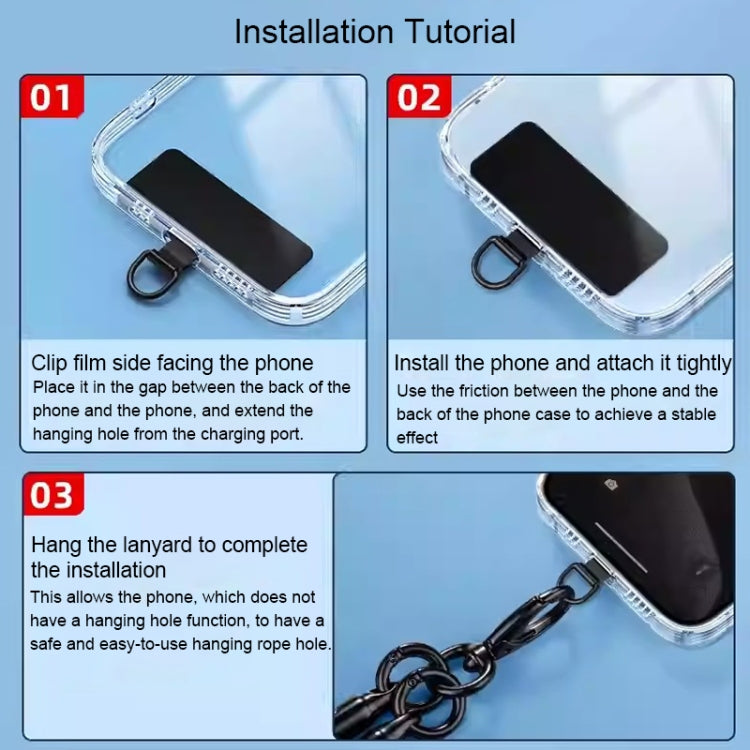 Rectangle Metal Mobile Phone Lanyard Fixing Gasket(Black) - Lanyards & Wrist Straps by PMc TechLife | Online Shopping South Africa | PMc TechLife | Buy Now Pay Later Mobicred