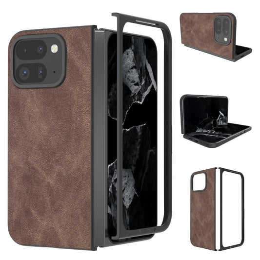 For Google Pixel 9 Pro Fold Black Frame PU Leather Full Coverage Phone Case(Coffee) - Google Cases by PMC Jewellery | Online Shopping South Africa | PMC Jewellery | Buy Now Pay Later Mobicred