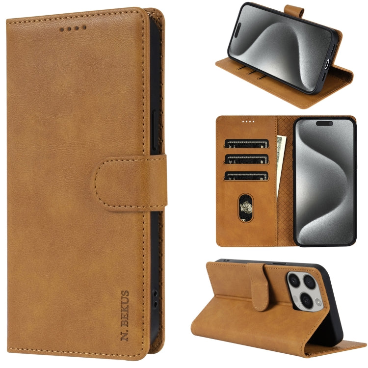 For iPhone 16 Pro N.BEKUS CSJ-P1 Solid Color Leather Phone Case(Brown) - free shipping - PMC TechLife - Order now!