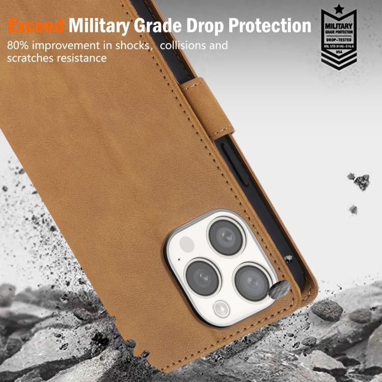 For iPhone 16 Pro N.BEKUS CSJ-P1 Solid Color Leather Phone Case(Brown) - free shipping - PMC TechLife - Order now!