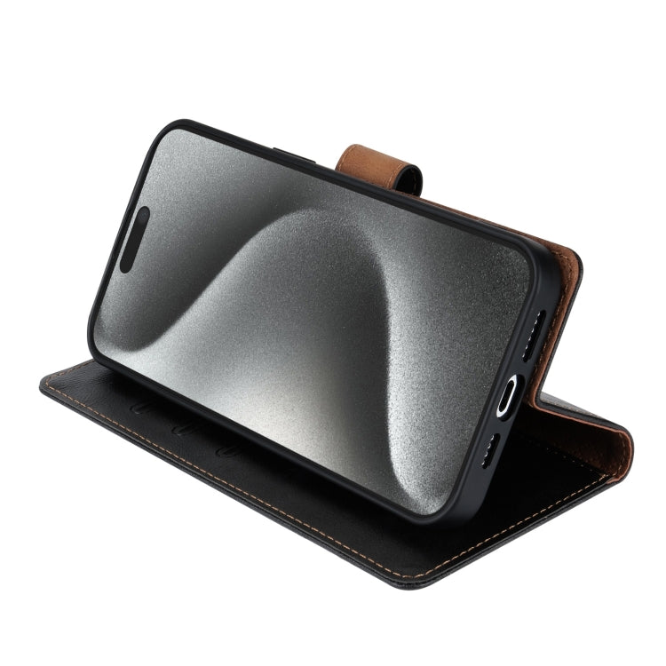 For iPhone 16e N.BEKUS CSJ-P1 Solid Color Leather Phone Case(Black) - iPhone 16e Cases by N.BEKUS | Online Shopping South Africa | PMC TechLife | Buy Now Pay Later Mobicred