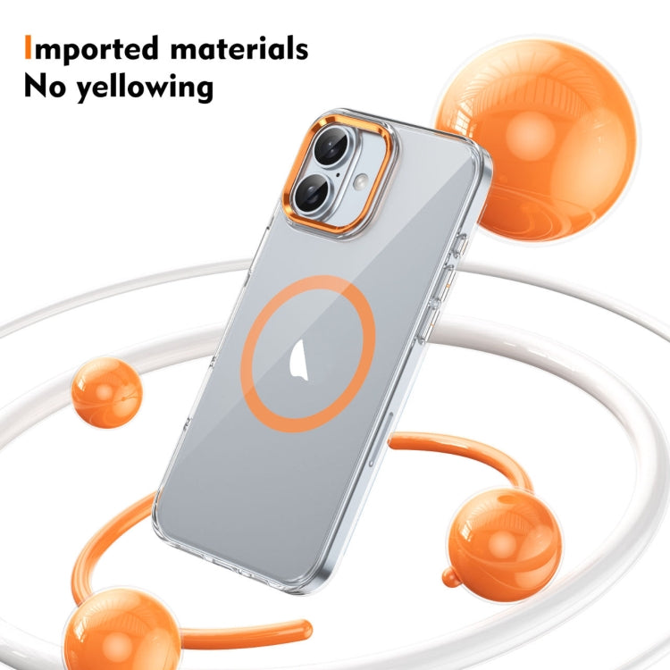 For iPhone 16 Ice Feel HD Transparent MagSafe PC Full Coverage Phone Case(Orange) - iPhone 16 Cases by PMC TechLife | Online Shopping South Africa | PMC TechLife | Buy Now Pay Later Mobicred