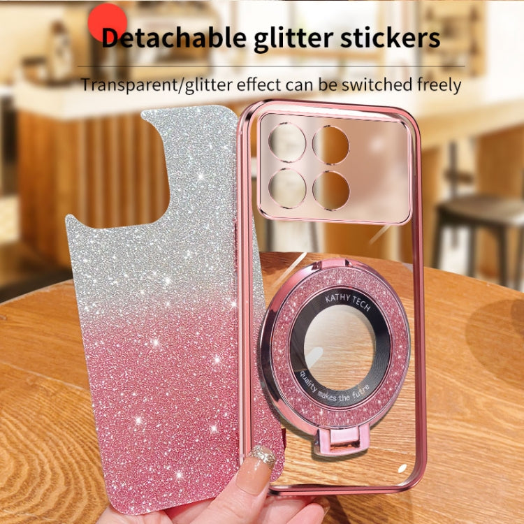 For Redmi K70 / K70 Pro Plated Gradient Glitter Round Holder TPU Phone Case(Black) - K70 Pro Cases by PMC Jewellery | Online Shopping South Africa | PMC Jewellery | Buy Now Pay Later Mobicred