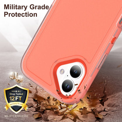 For iPhone 16 Rugged PC + Silicone Phone Case with Holder(Transparent+Orange) - iPhone 16 Cases by PMC Jewellery | Online Shopping South Africa | PMC Jewellery | Buy Now Pay Later Mobicred